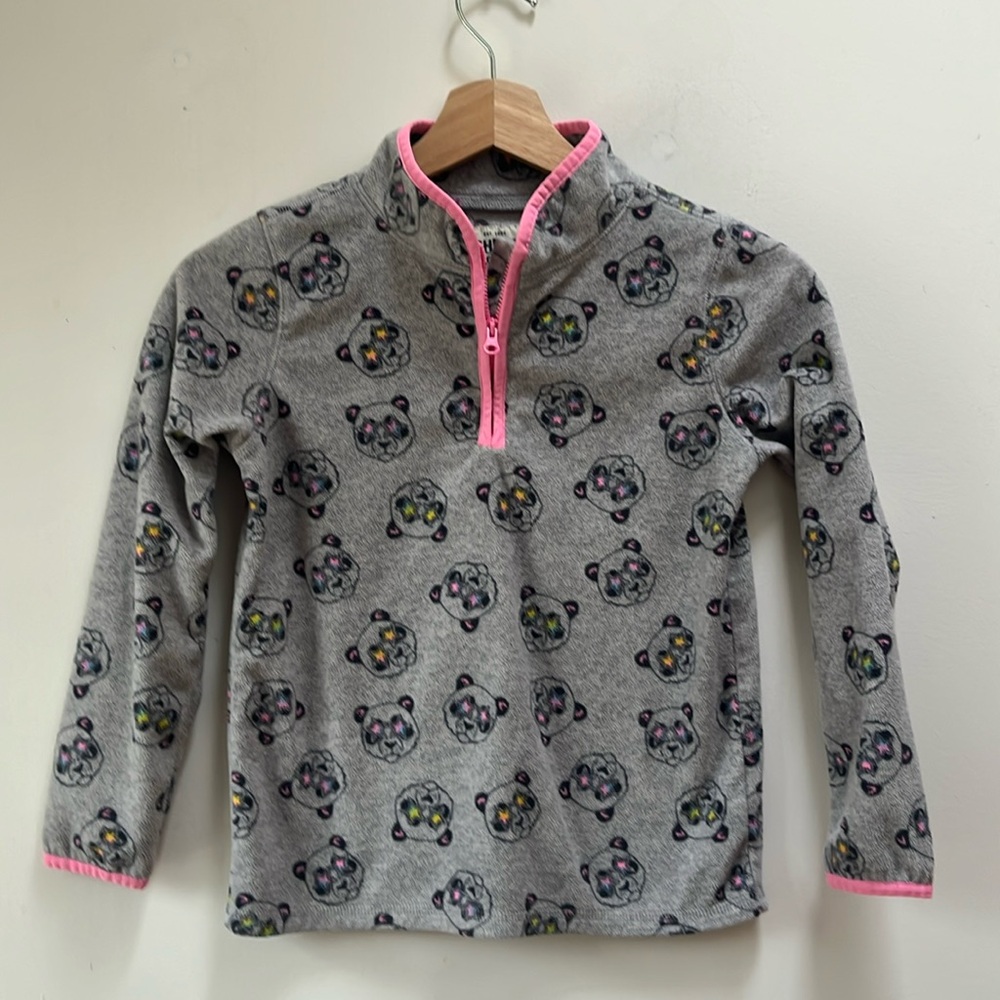 OshKosh B’gosh kids fleece quarter zip pullover sweater with panda patte…